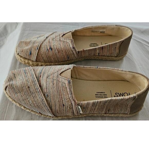 TOMS Women's Espadrilles Birch Metallic Slub Stripe Size 7 - Picture 5 of 8